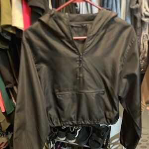 Black Pullover Windbreaker Jacket